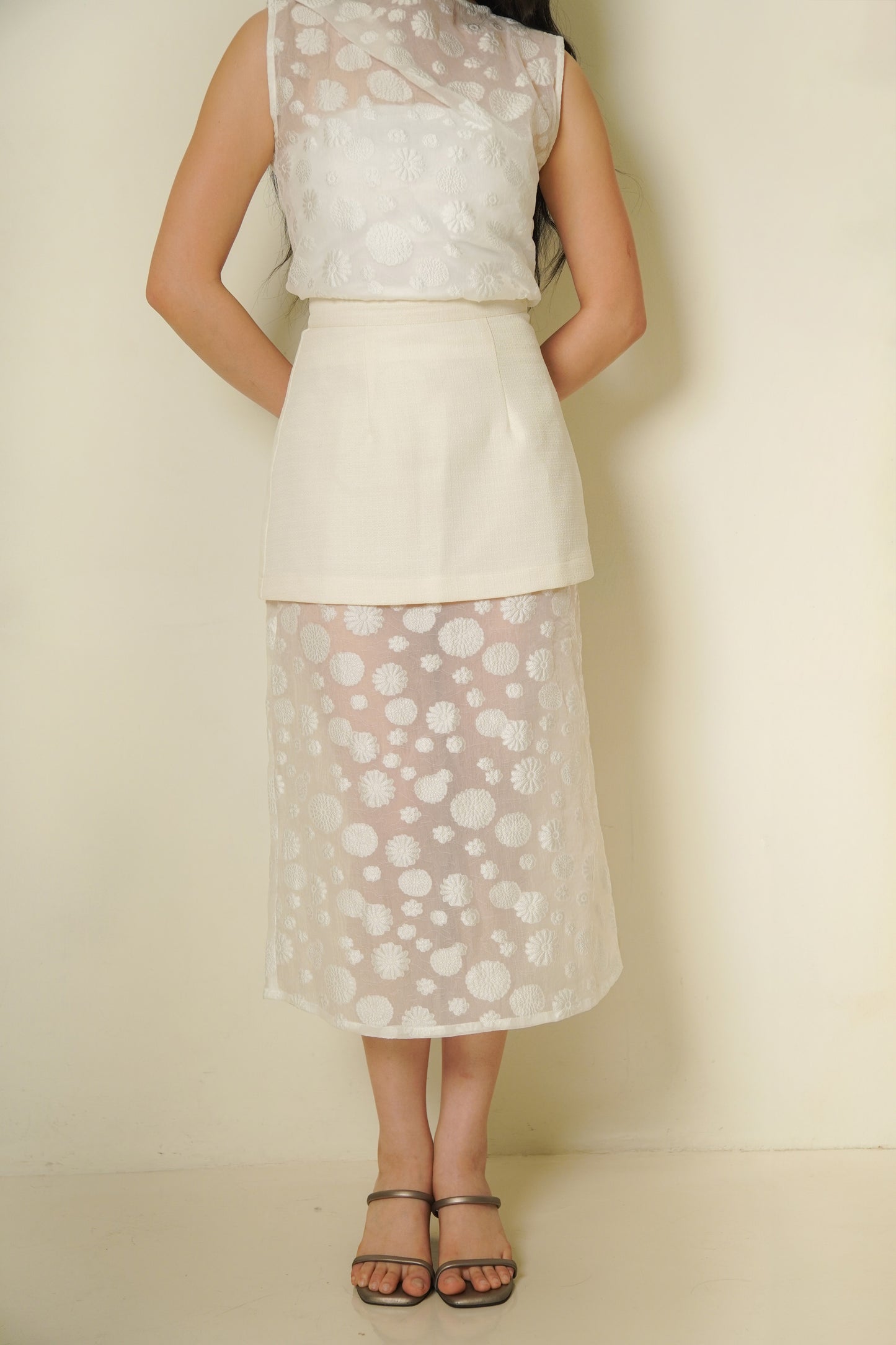 Reef Coral Tweed Organza skirt