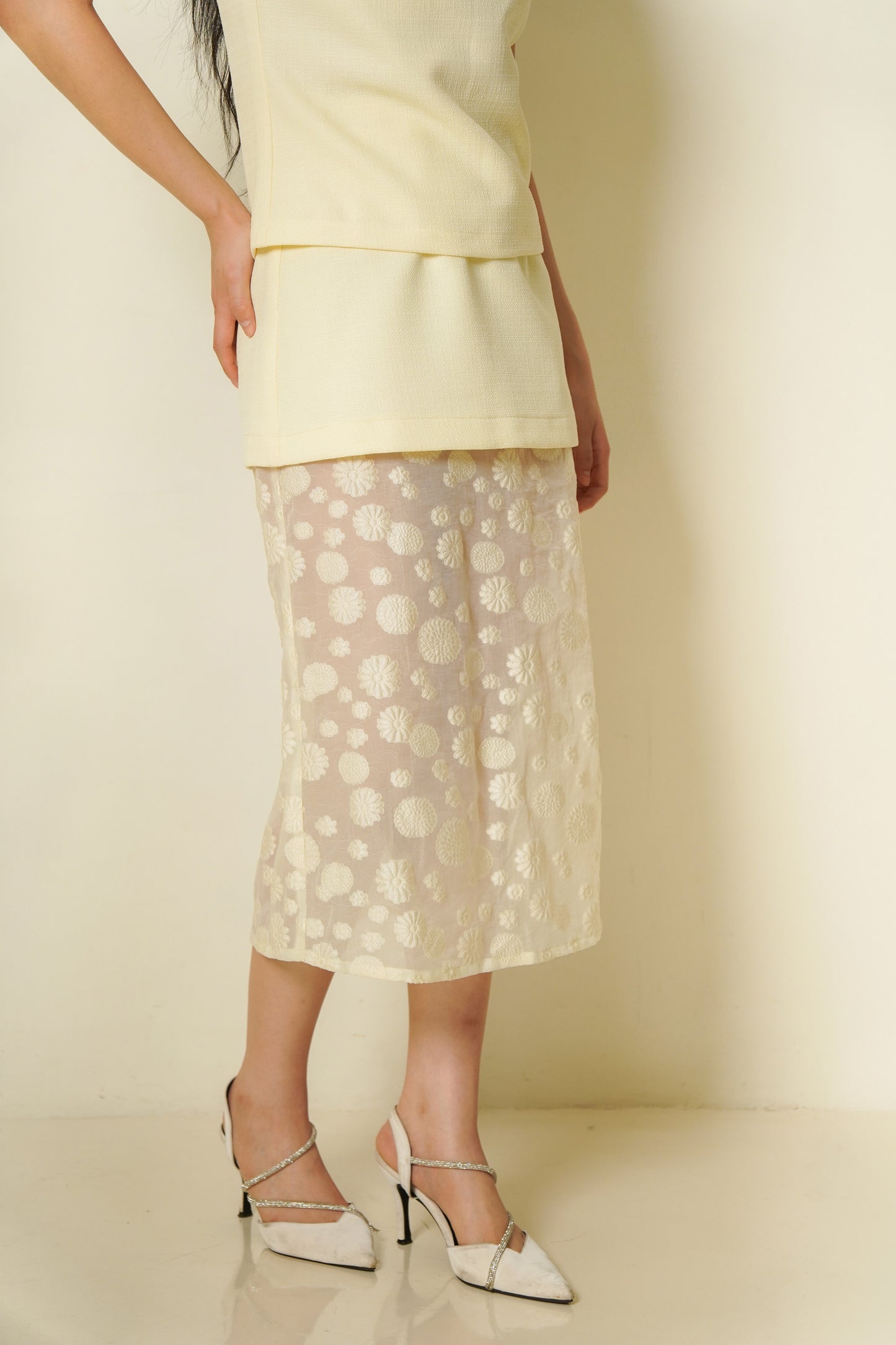 Reef Coral Tweed Organza skirt